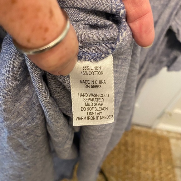 Jones & Co Linen Chambray Asymmetrical Longline Tunic Top 1X - Picture 5 of 6